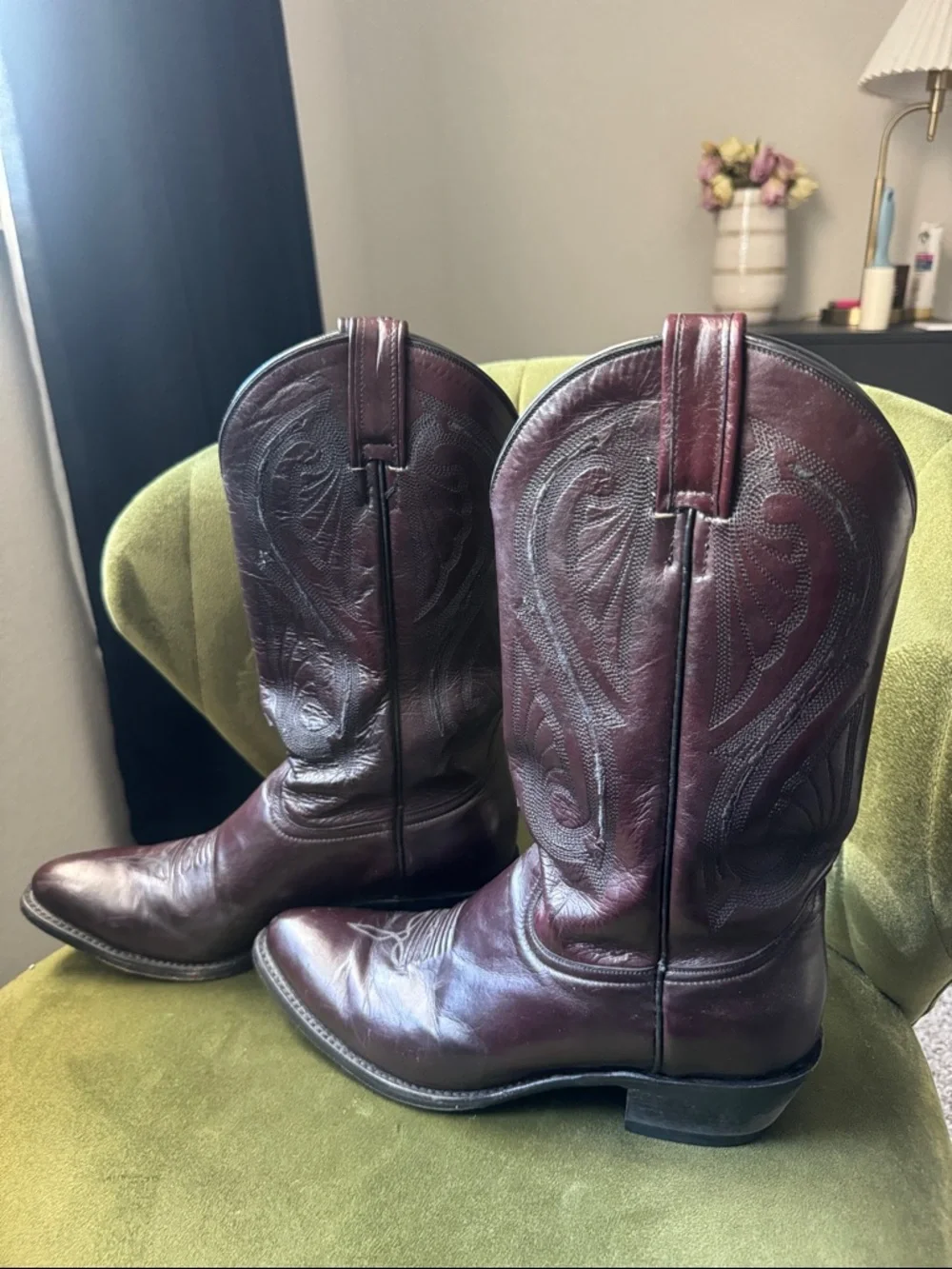 Burgundy Leather Boots - Picture 2 of 4